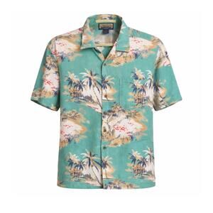 Ocean Pacific Hawaiian Aloha Button Down Tropical Blue Men’s Shirt Medium